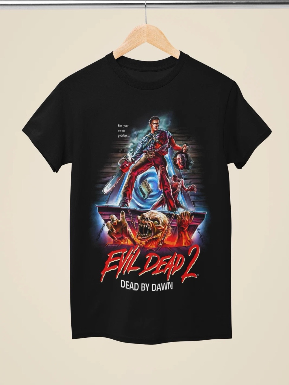 Gildan Black Evil Dead 2 Graphic Tee - Red & Blue Artwork